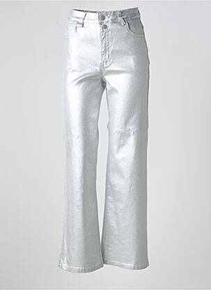 Pantalon flare fermeture zippée sous rabat boutonné argent MOLLY BRACKEN femme