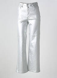 Pantalon flare fermeture zippée sous rabat boutonné argent MOLLY BRACKEN femme