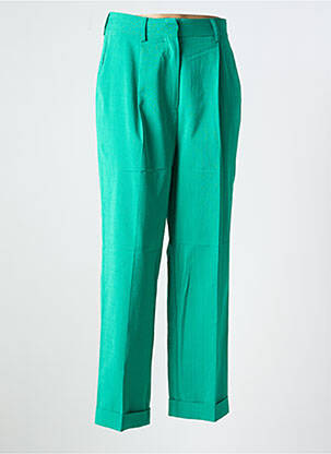 Pantalon droit fermeture zippée sous rabat avec crochet vert MORGAN femme