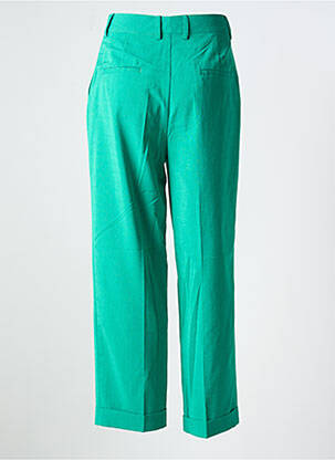 Pantalon droit fermeture zippée sous rabat avec crochet vert MORGAN femme