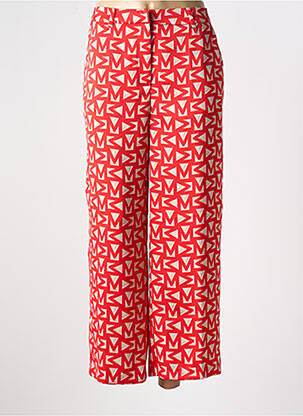 Pantalon droit fermeture zippée sous rabat avec crochet rouge LOLA CASADEMUNT femme