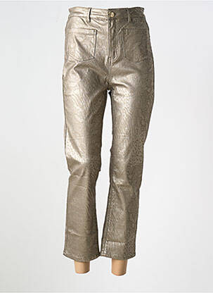 Pantalon 7/8 fermeture zippée sous rabat boutonné argent SIGNE NATURE femme