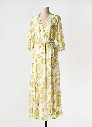 Robe longue imprimé fantaisie manches courtes vert ESQUALO femme