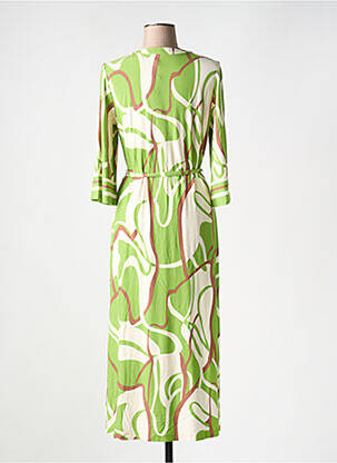 Robe longue imprimé fantaisie manches 3/4 vert ESQUALO femme