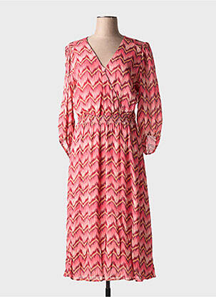 Robe mi-longue imprimé fantaisie manches longues rouge ESQUALO femme