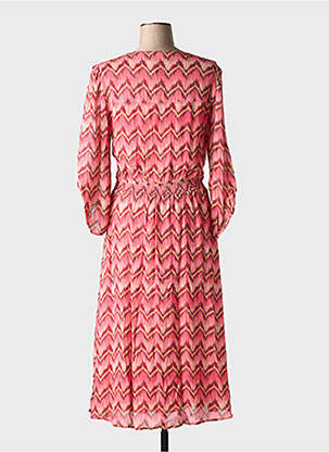 Robe mi-longue imprimé fantaisie manches longues rouge ESQUALO femme