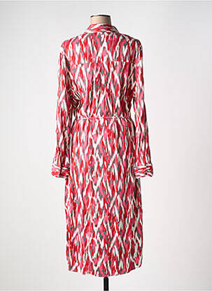 Robe mi-longue imprimé fantaisie manches longues rouge RINO & PELLE femme