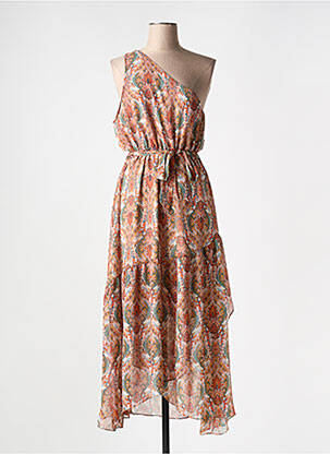 Robe longue imprimé fantaisie sans manche orange MOLLY BRACKEN femme