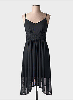 Robe mi-longue fermeture zippée au dos fines bretelles noir ESPRIT femme