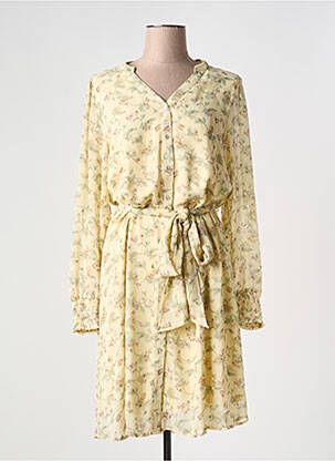 Robe mi-longue imprimé fantaisie manches longues jaune ESQUALO femme
