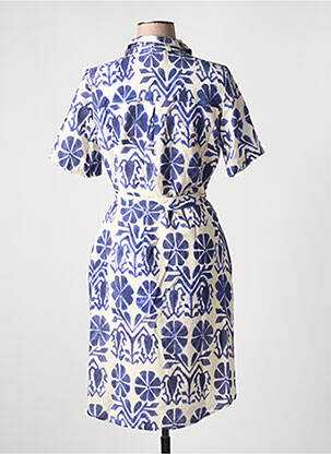 Robe mi-longue imprimé fantaisie manches courtes bleu SIGNE NATURE femme