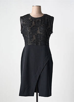 Robe mi-longue fermeture zippée au dos manches courtes noir EVA KAYAN femme
