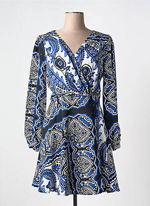 Robe courte manches longues manches longues bleu MORGAN femme