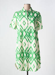 Robe mi-longue imprimé fantaisie manches courtes vert SIGNE NATURE femme