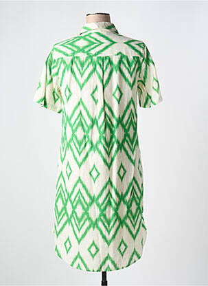 Robe mi-longue imprimé fantaisie manches courtes vert SIGNE NATURE femme