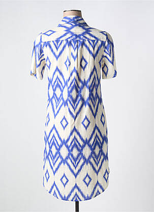 Robe mi-longue imprimé fantaisie manches courtes bleu SIGNE NATURE femme