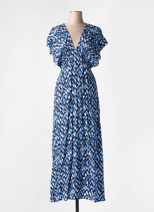 Robe longue imprimé fantaisie manches courtes bleu MOLLY BRACKEN femme