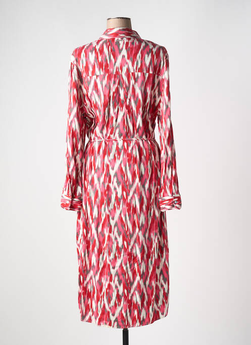 Robe mi-longue imprimé fantaisie manches longues rouge RINO & PELLE femme