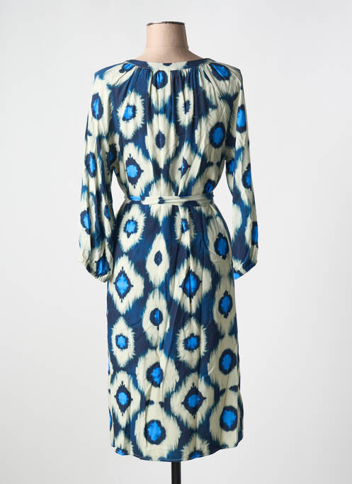 Robe mi-longue imprimé fantaisie manches longues bleu SIGNE NATURE femme