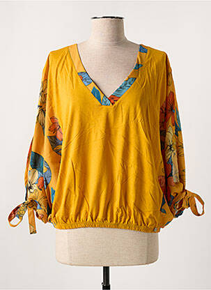 Blouse imprimé fantaisie manches 3/4 jaune SALSA femme