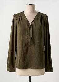 Blouse poignets boutonnés avec fente manches longues vert SALSA femme