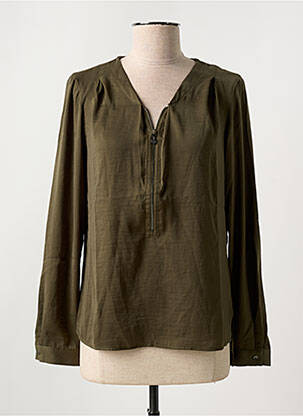 Blouse poignets boutonnés avec fente manches longues vert SALSA femme