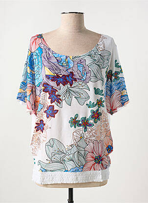 Top stretch manches courtes blanc DESIGUAL femme