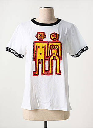 T-shirt sérigraphie manches courtes blanc DESIGUAL femme