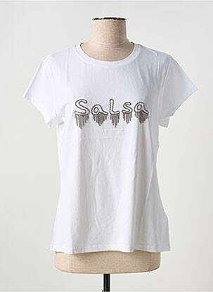T-shirt sérigraphie avec strass manches courtes blanc SALSA femme