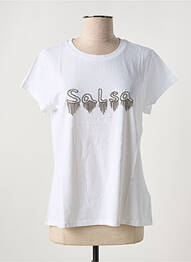 T-shirt sérigraphie avec strass manches courtes blanc SALSA femme