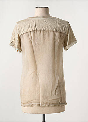 T-shirt col v manches courtes marron DDP femme