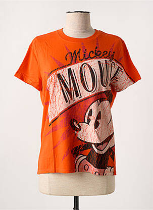 T-shirt sérigraphie manches courtes orange DESIGUAL femme
