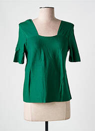 Pull coupe cintrée manches courtes vert LISANZA femme