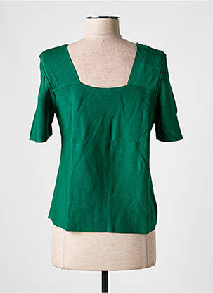 Pull coupe cintrée manches courtes vert LISANZA femme