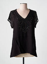 Top coupe fluide manches courtes noir DESIGUAL femme