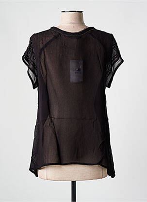 Top tissage crêpe manches courtes noir DESIGUAL femme