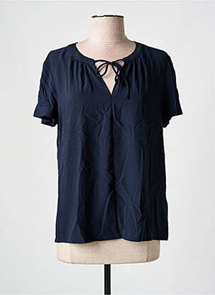 Blouse tissage crêpe manches courtes bleu TOM TAILOR femme