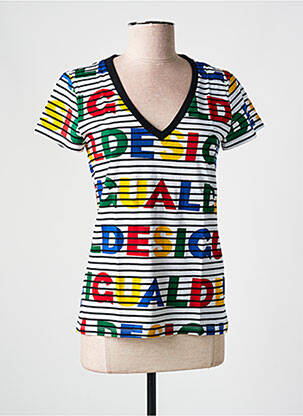 T-shirt col v manches courtes noir DESIGUAL femme