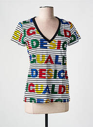 T-shirt col v manches courtes noir DESIGUAL femme