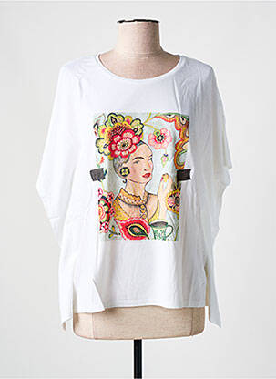 T-shirt sérigraphie manches 3/4 blanc DESIGUAL femme