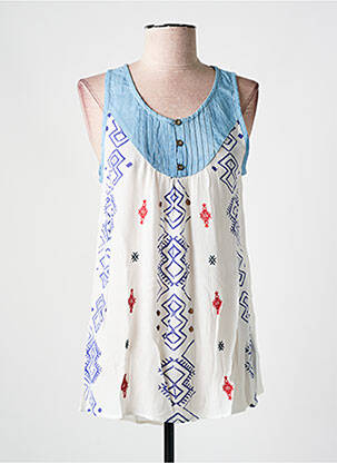 Blouse col rond sans manche bleu DESIGUAL femme