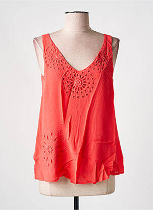 Blouse légère et transparente sans manche rouge DESIGUAL femme