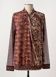 Blouse légère et transparente manches longues orange DESIGUAL femme
