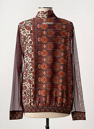 Blouse légère et transparente manches longues orange DESIGUAL femme