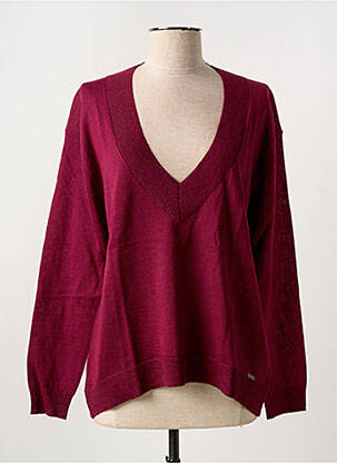 Pull col v manches longues rouge SALSA femme