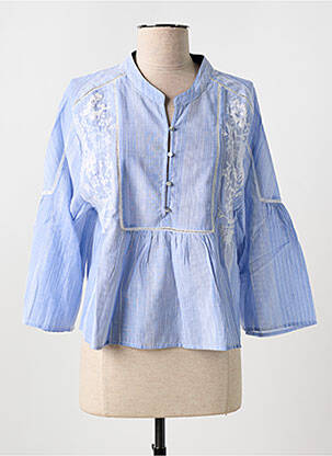 Blouse tissage popeline manches 3/4 bleu SALSA femme