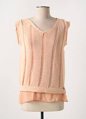 Pull coupe cintrée sans manche orange SALSA femme