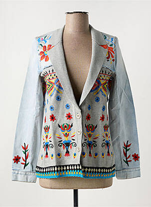 Blazer finition intérieure biaisée bleu DESIGUAL femme