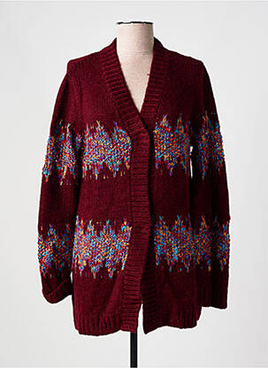 Gilet manches longues col v rouge DESIGUAL femme