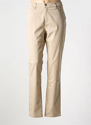Pantalon slim tissage popeline taille normale beige BRUNO SAINT HILAIRE femme